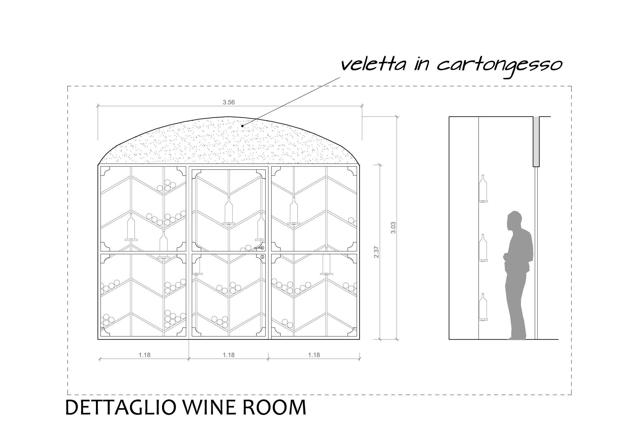 Progetto Ristorante DaDa Roma - Particolare wine room