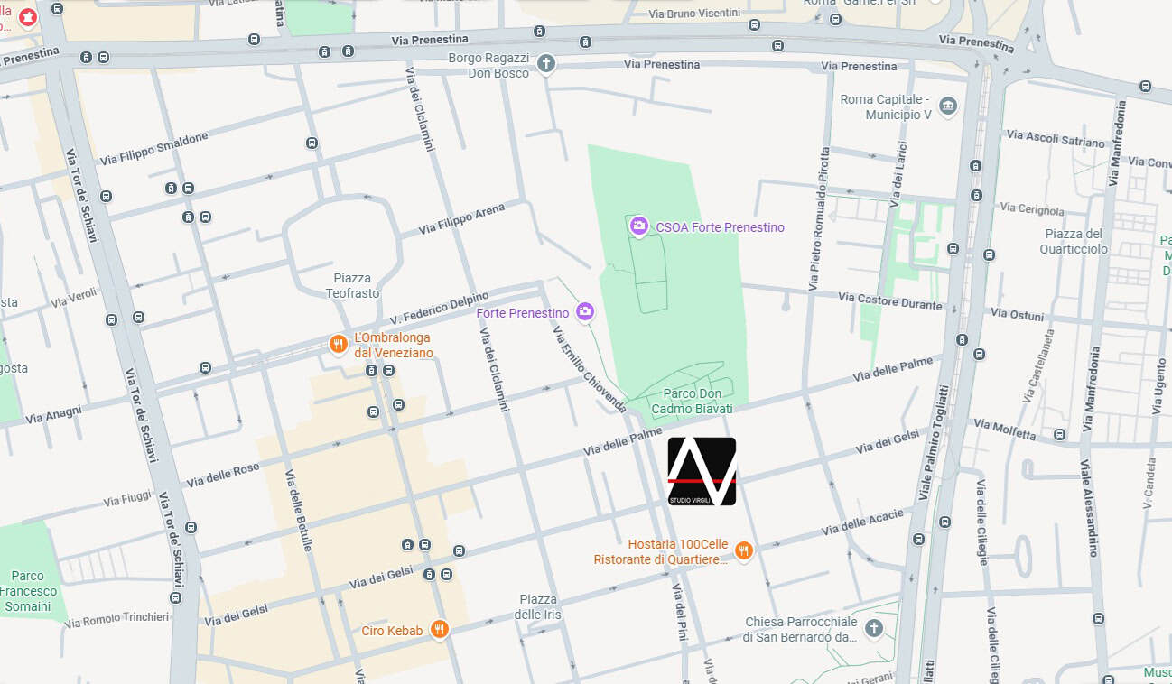 Sede dello studio di architettura Virgili 95 a Roma con posizione su mappa in zona San Giovanni